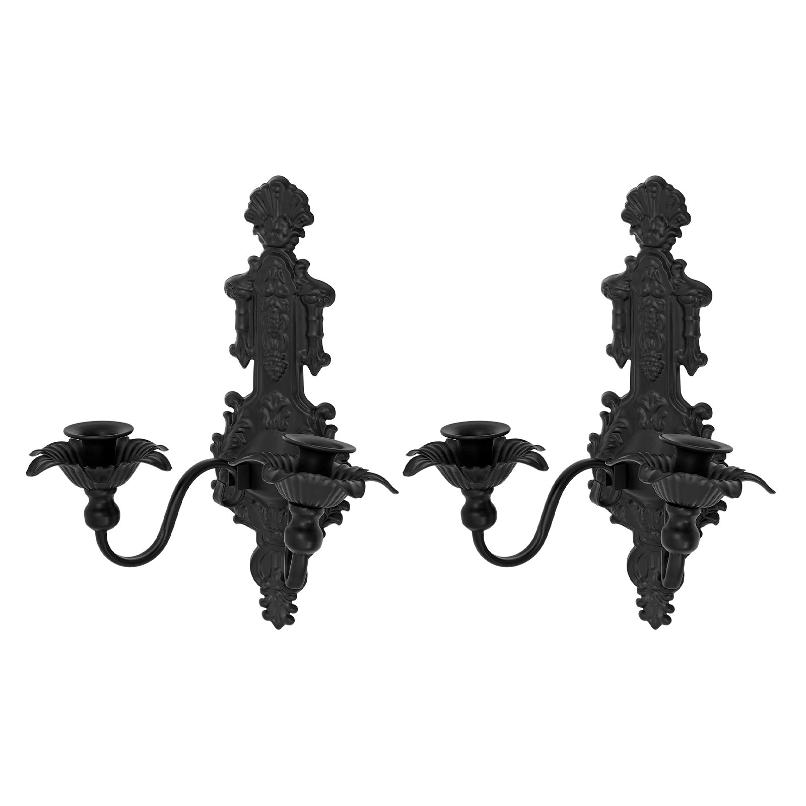 Astoria Grand 2Pcs 12.6" Candle Holders Wall Decor Wall Mounted Black